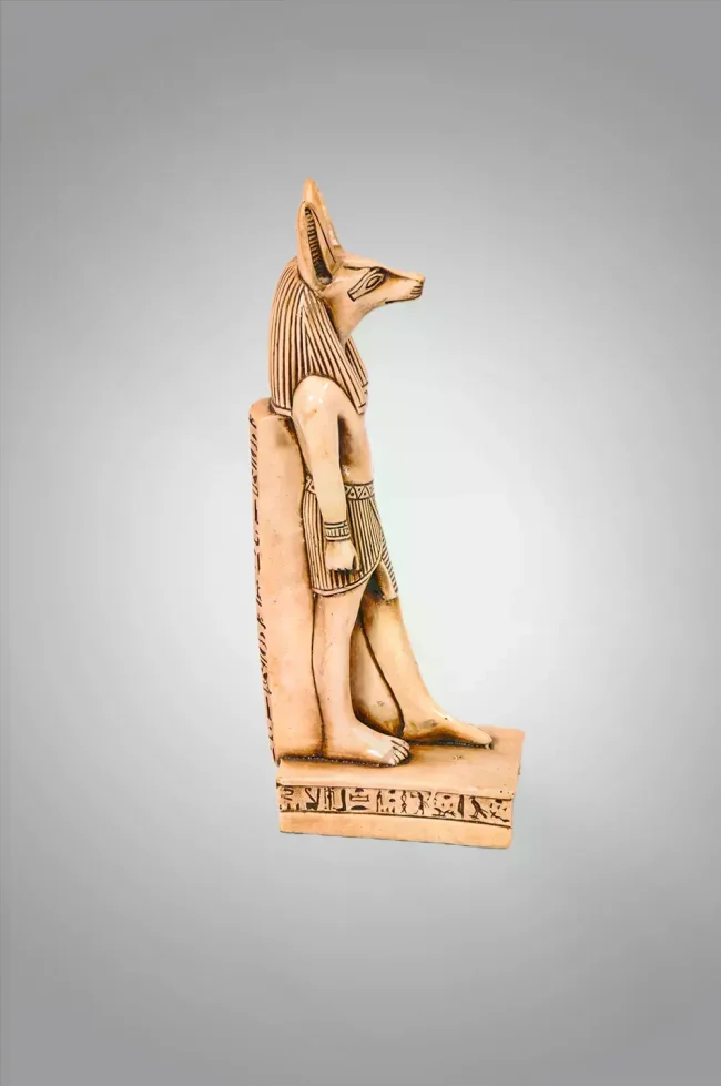 White statue of egyptian god Anubis