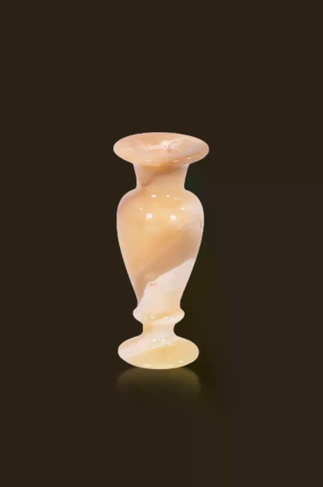 Natural alabaster stone handmade colored vase unique piece